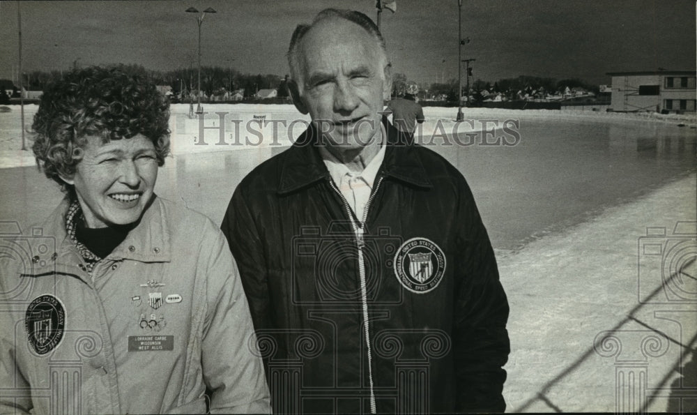 Press Photo Gerry and Lorraine Garbe, Mountain Olympic rink West Allis - Historic Images