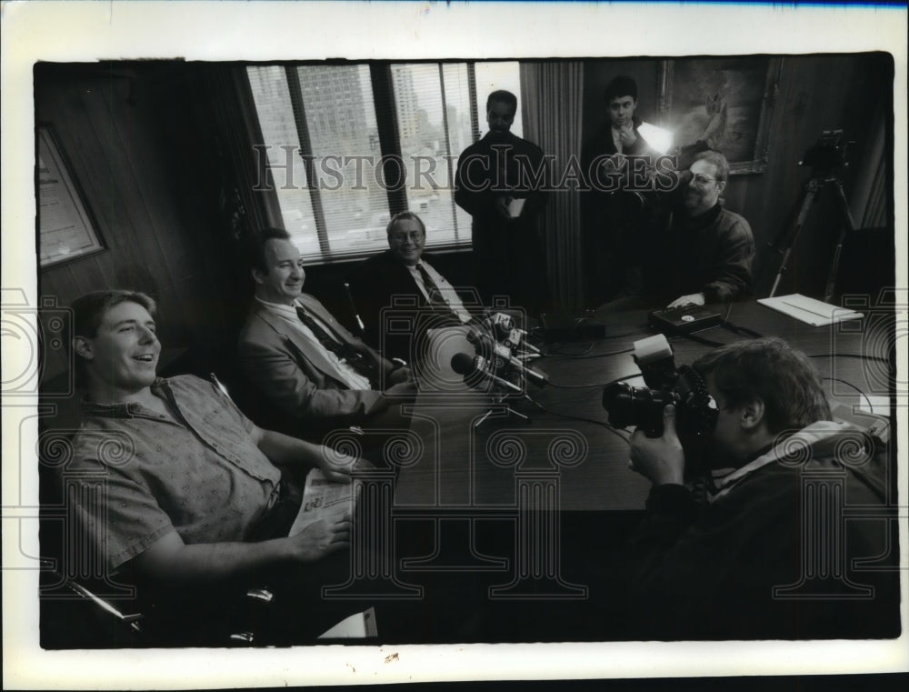 1994 Press Photo Joseph Gabrish Speaks at News Conference after Being Reinstated - Historic Images