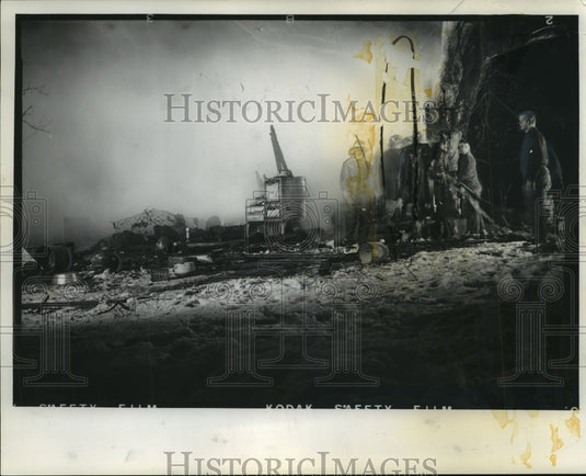 1956 Press Photo A kitchen stove stands out from a fire in Wisconsin - mjb17683-Historic Images