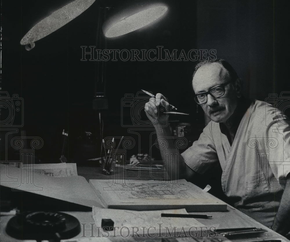1977 Dr. Gardner, art career after medical education, U of Wisconsin-Historic Images