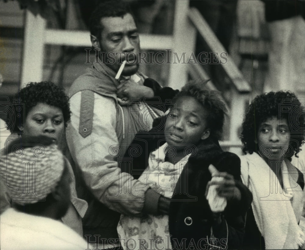 1987 Grief stricken woman after house fire in Milwaukee, WIsconsin-Historic Images