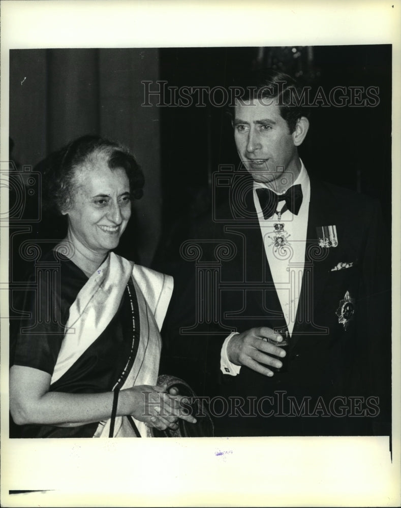 1980 Press Photo Prince Charles with Indian Prime Minister Indira Gandhi - Historic Images