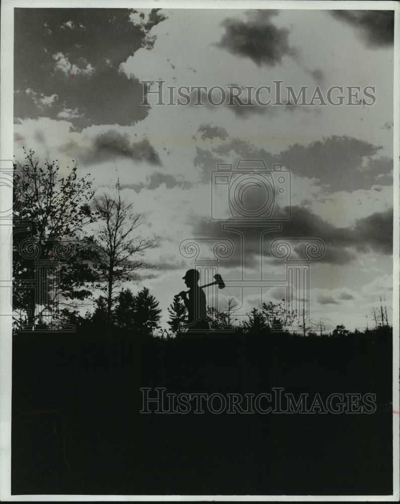 1945 Press Photo Silhouette of woodman naer Burnette-Barrow County Line - Historic Images