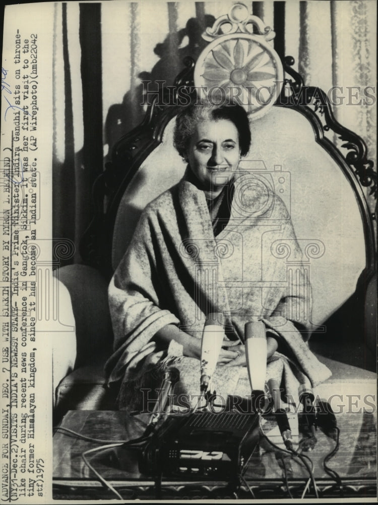 1975 Press Photo Prime Minister Indira Gandhi of India - Historic Images