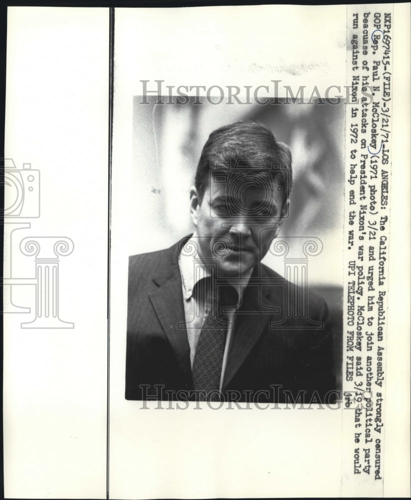 1971 Press Photo Representative Paul McCloskey at California Republican Assembly - Historic Images