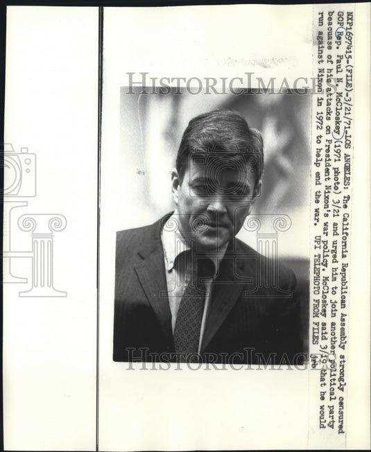 1971 Press Photo Representative Paul McCloskey at California Republican Assembly - Historic Images