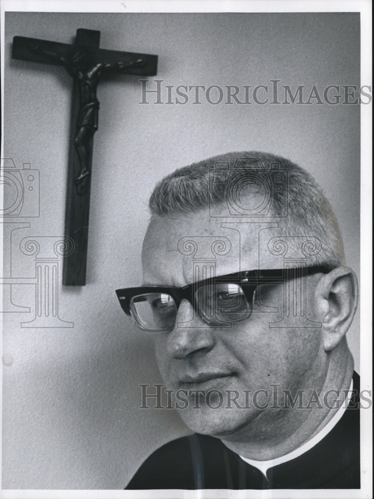 1966 Press Photo Father Lawrence McCall, Principal of Plus XI - mjb19224-Historic Images