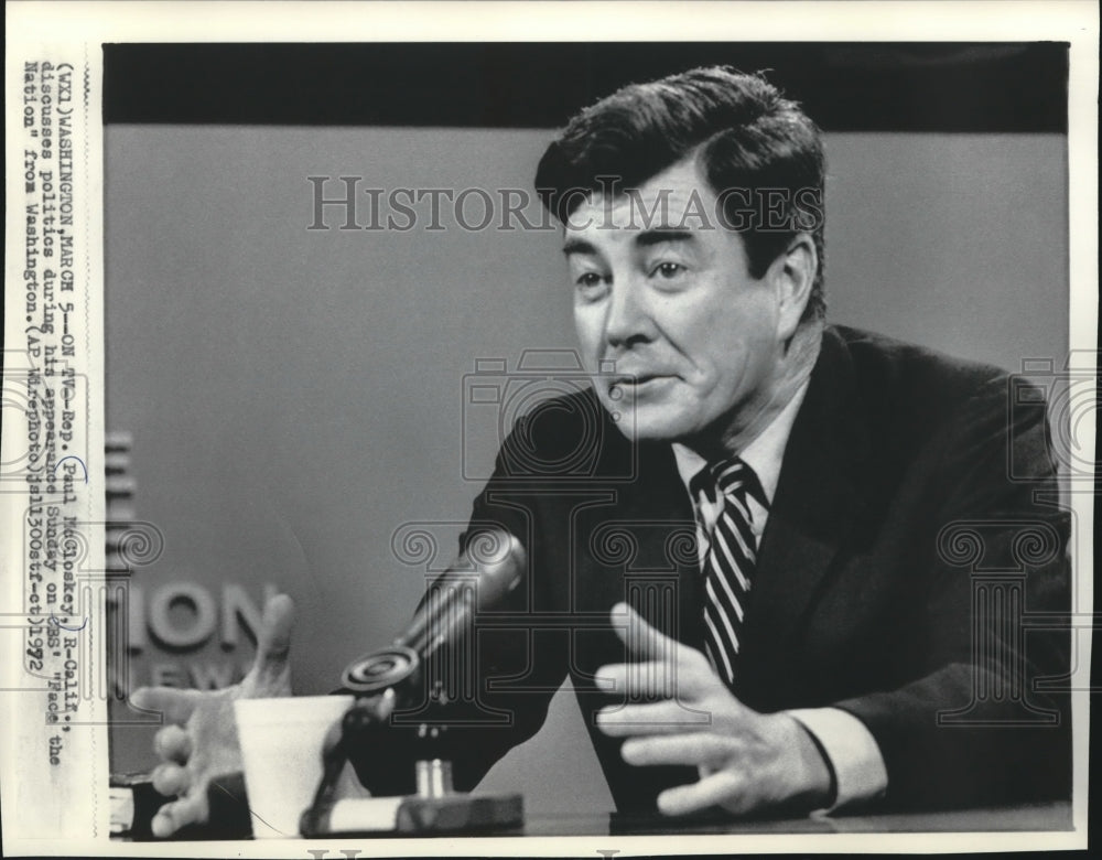 1972 Press Photo California Representative Paul McCloskey discusses politics - Historic Images