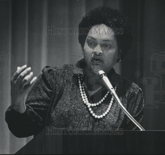 1984 Press Photo Harriette McAdoo, Presenter of State of the Black Family - Historic Images