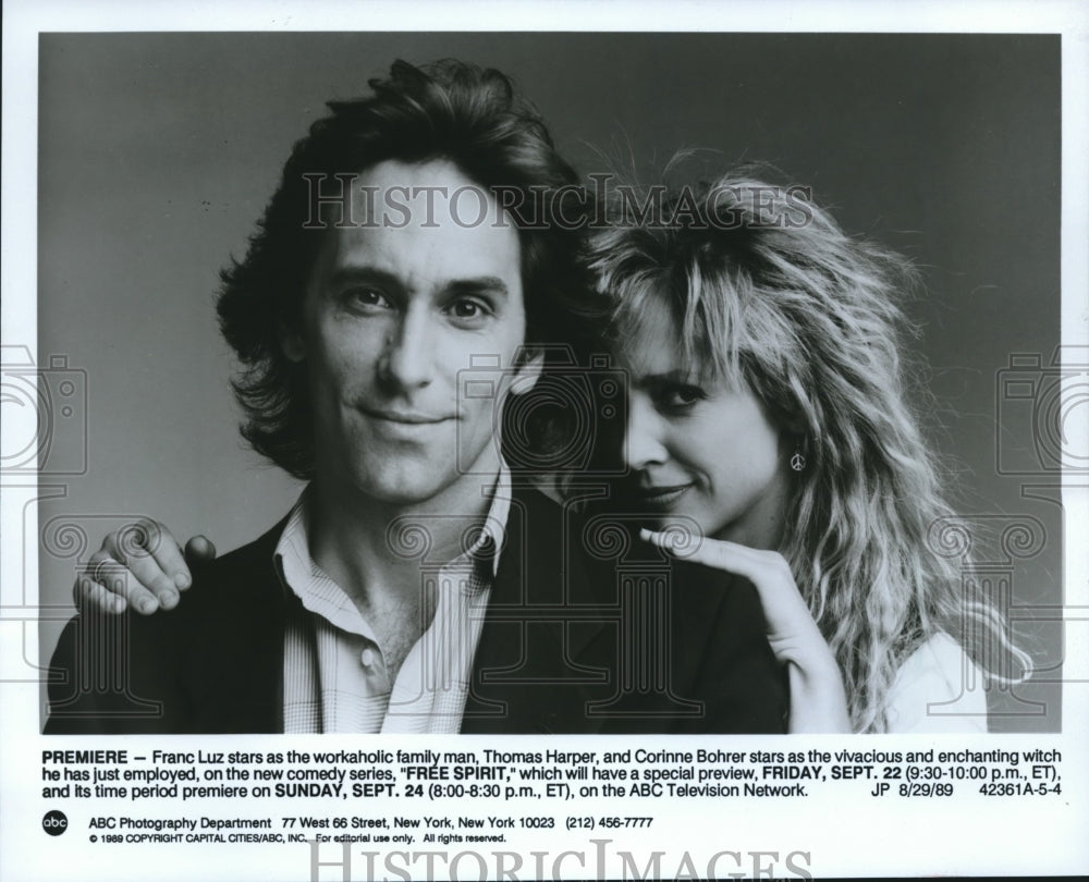 1989 Press Photo Actors Corinne Bohrer and Franc Luz in &quot;Free Spirit&quot; - Historic Images