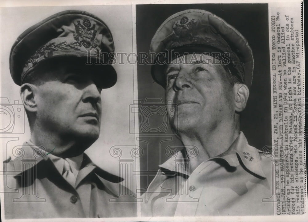 1942 Press Photo General Douglas MacArthur in Australia after Bataan in Uniform - Historic Images