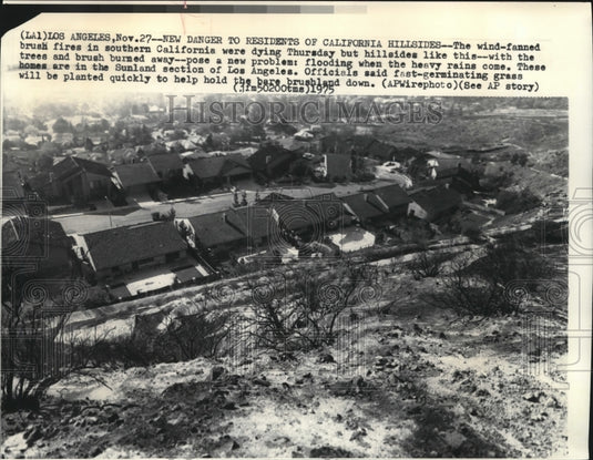 1975 Press Photo Homes in Sunland area of Los Angeles, California near Fires - Historic Images