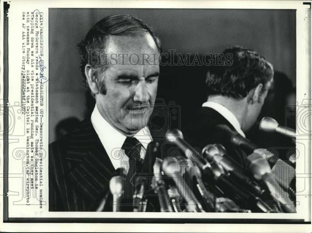 1972 Press Photo Presidential nominee McGovern addresses newsmen, Washington, DC - Historic Images