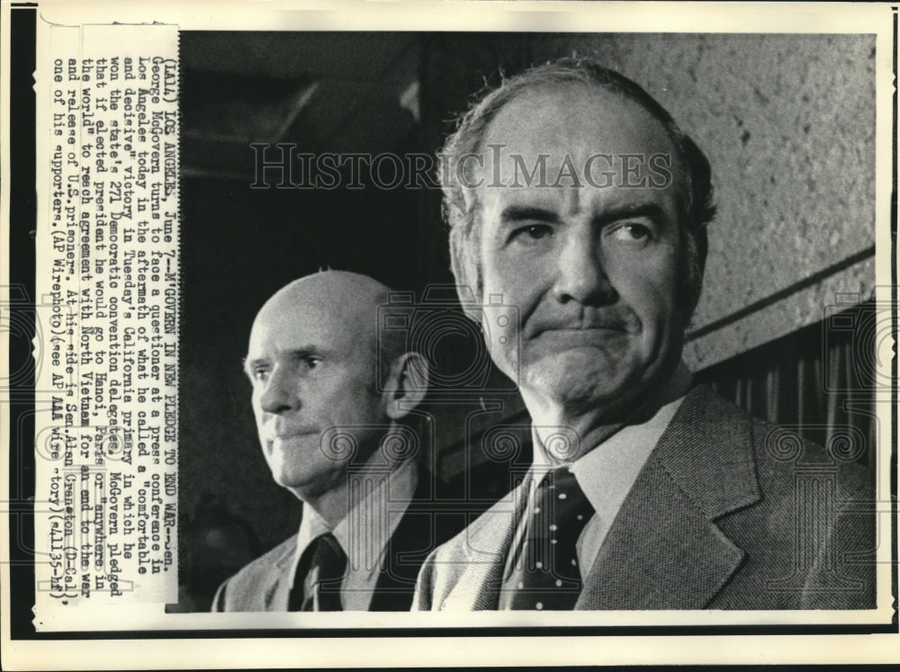 Press Photo Senator George McGovern and Senator Alan Cranston In Los Angeles - Historic Images