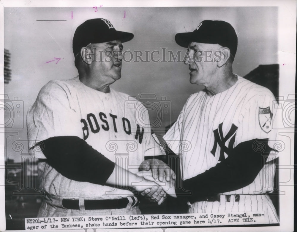1951 Managers Steve O&#39;Neill (Red Sox) and Casey Stengel (Yankees)-Historic Images