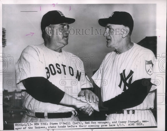 1951 Managers Steve O'Neill (Red Sox) and Casey Stengel (Yankees)-Historic Images