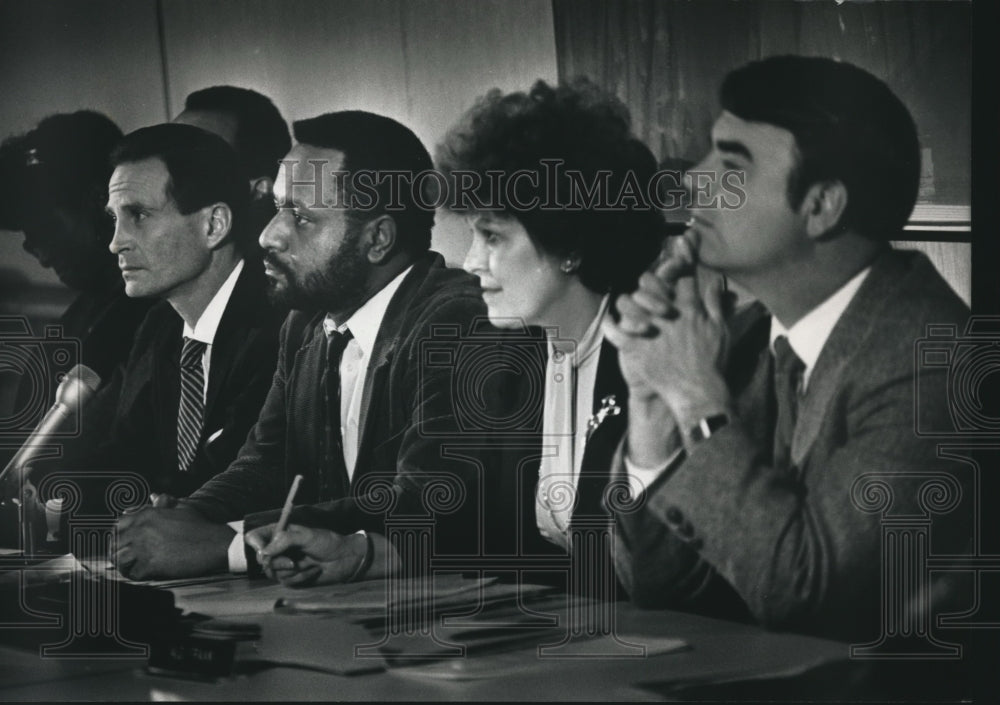 1989 Press Photo Rabbi Barry Silberg, Michael McGee, Christine Todd, Wayne Frank - Historic Images