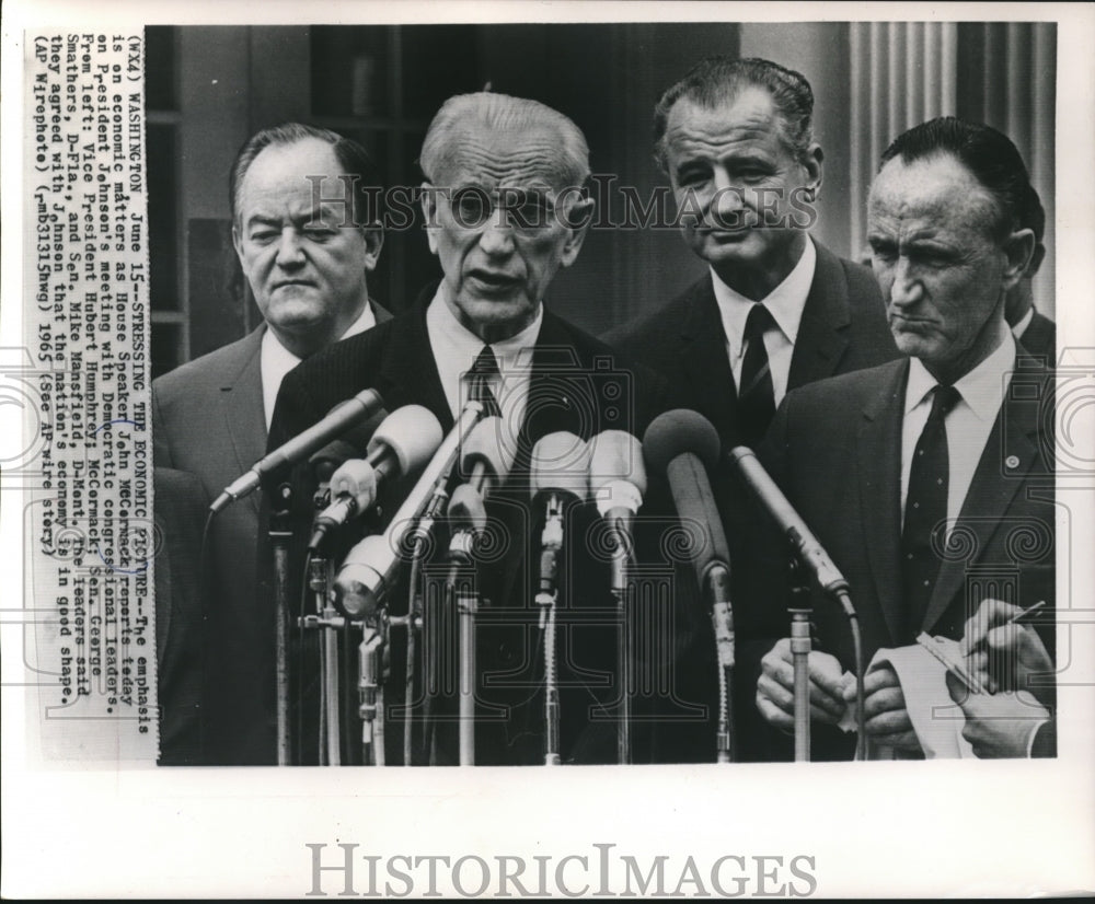 1965 Press Photo House Speaker John McCormack  &amp; Democratic Congressional Leader - Historic Images