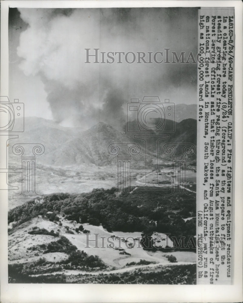 1949 Press Photo A Forest Fire raging through the mountains of Santa Ana - Historic Images