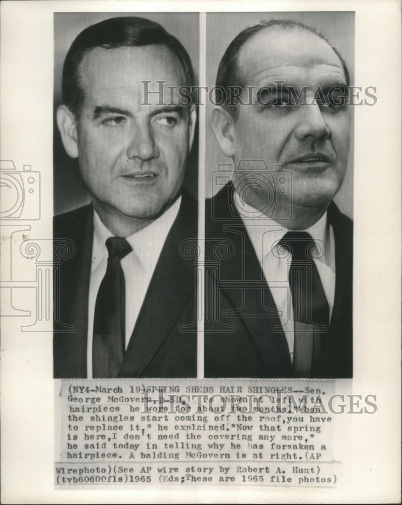 1965 Press Photo George McGovern shown with, and without, his hairpiece-Historic Images