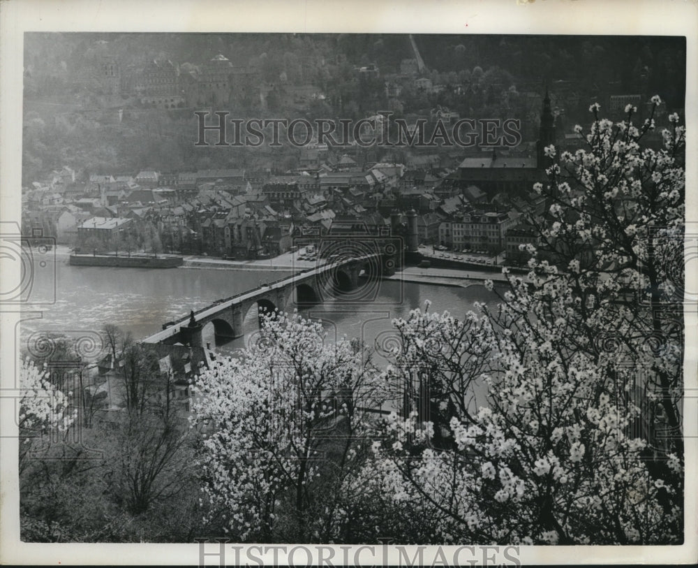 1963 Press Photo Aerial view, Heidelberg Germany in the Spring - mjb22208 - Historic Images