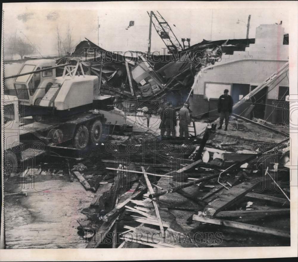1965 Wrecking equipment cleans up National Guard Armory in Keokuk - Historic Images