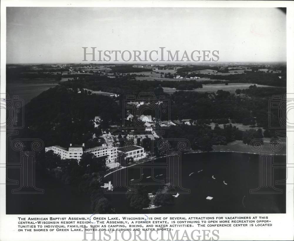 1973 Aerial view of American Baptist Assembly, Green Lake, Wisconsin - Historic Images