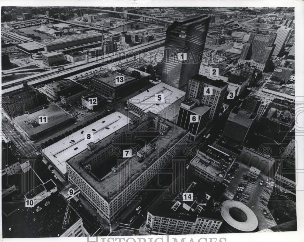 1978 Press Photo Aerial view of proposed redevelopment plans, Milwaukee, WI - Historic Images