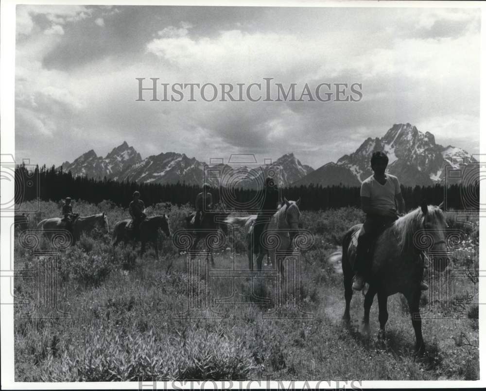 1984 Press Photo Horseback Ride at Grand Teton National Park - mjb23927 - Historic Images