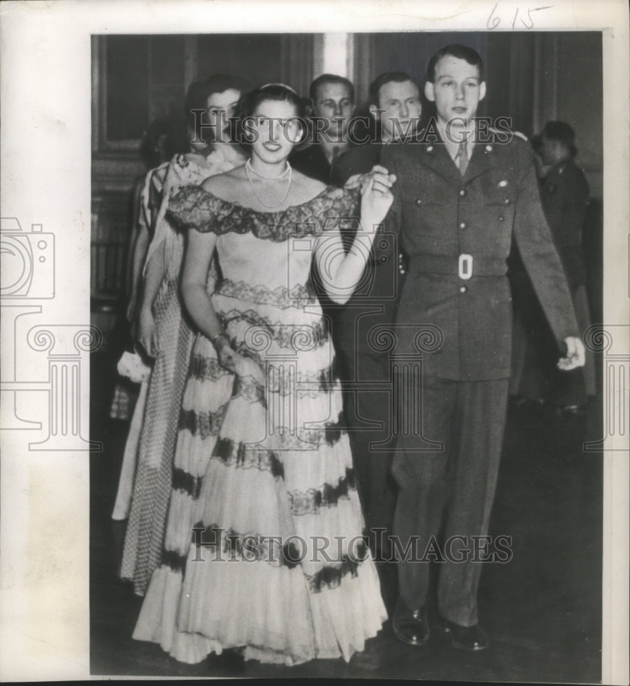 1949 Press Photo Princess Astrid at Military Cadet Ball, Oslo, Norway - Historic Images