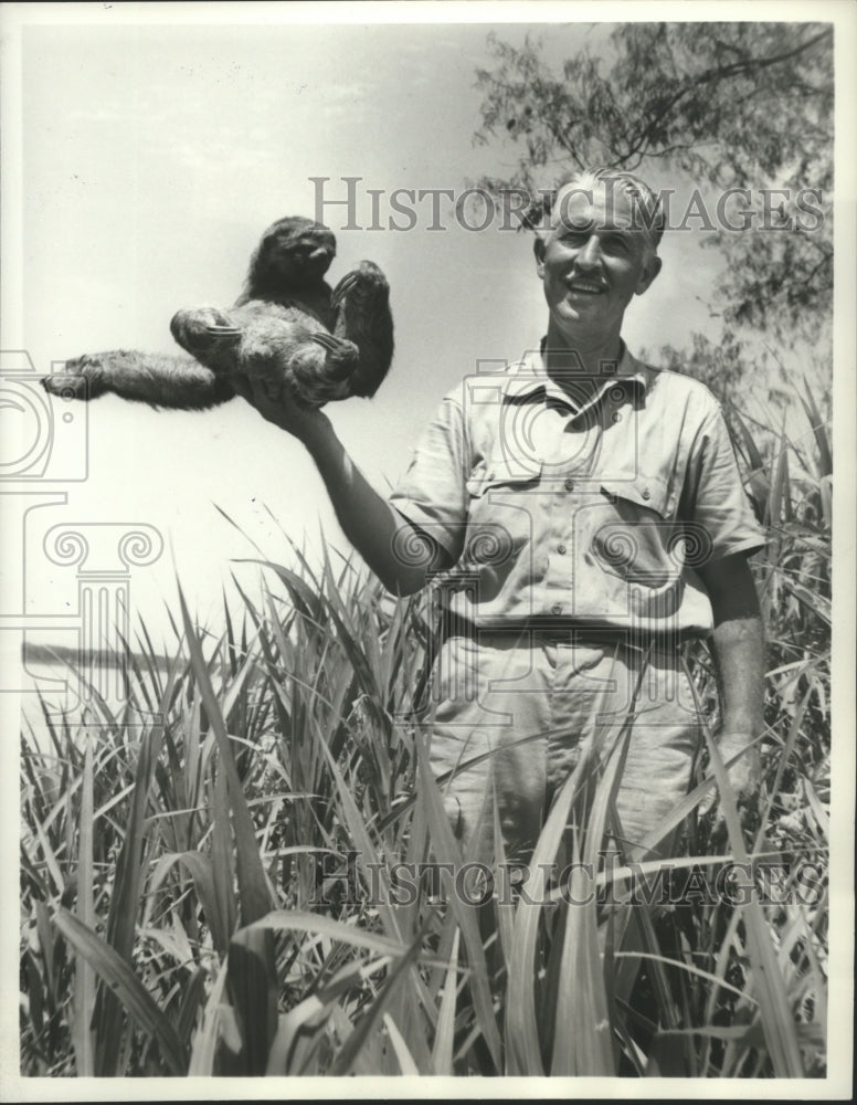1963 Marlin Perkins and sloth, &quot;Wild Kingdom&quot;-Historic Images