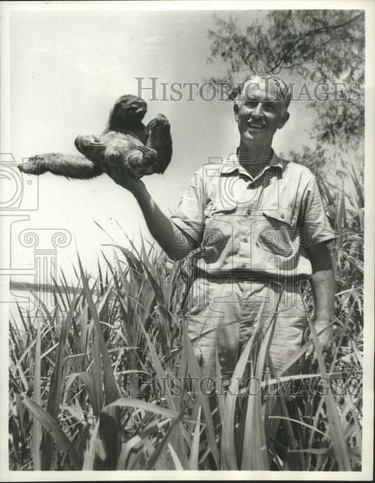 1963 Marlin Perkins and sloth, "Wild Kingdom"-Historic Images