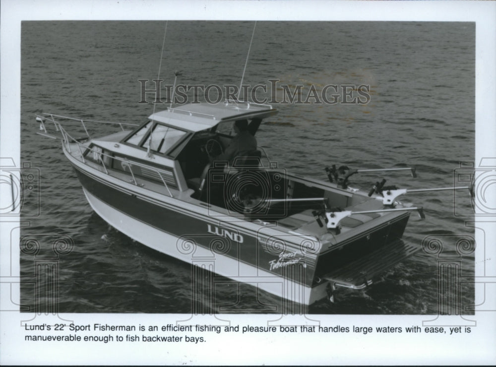 1991 Press Photo Lund&#39;s 22&#39; Sport Fisherman boat. - mjb25900-Historic Images
