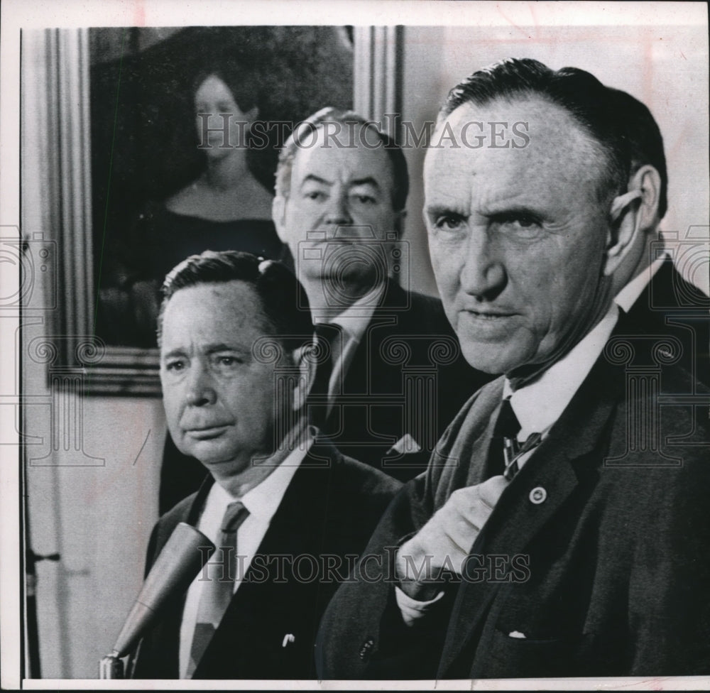 1964 Press Photo Senate Democratic Leader Mansfield of Montana at White House - Historic Images