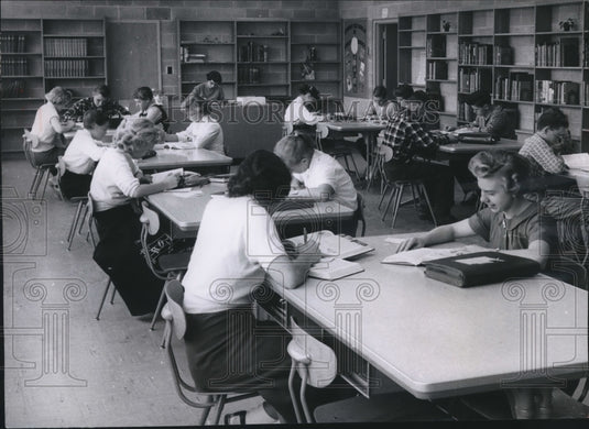 1951 Press Photo Library of the new Germantown high school, Wisconsin - Historic Images