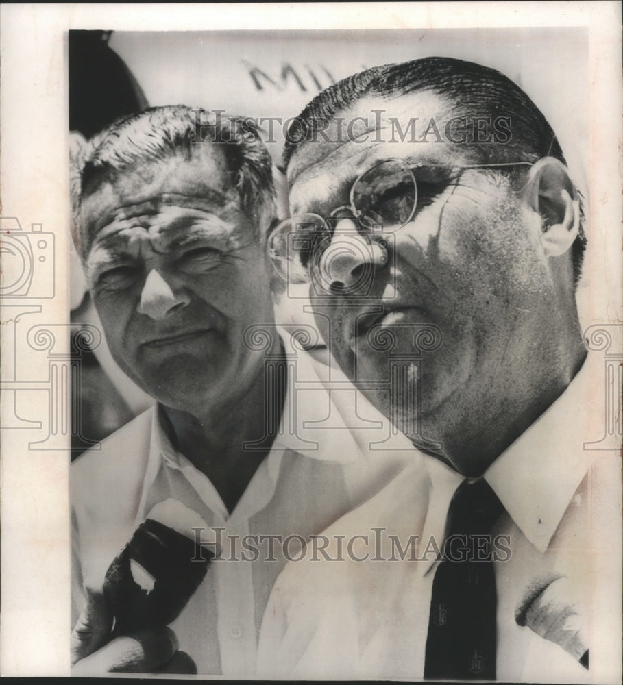 1965 Press Photo Defense Secretary NcNamara and ambassador Henry Cabot Lodge - Historic Images