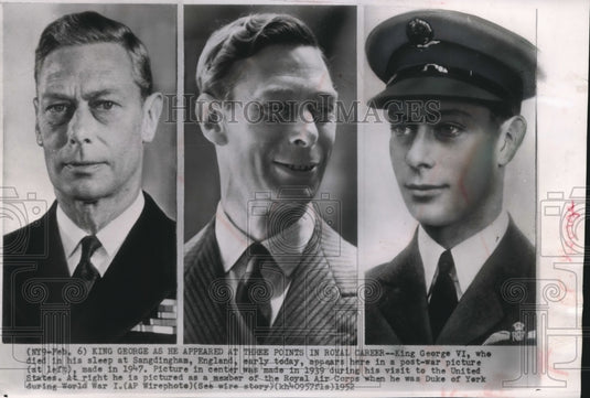 1952 Press Photo King George IV of England at three points in his royal career-Historic Images