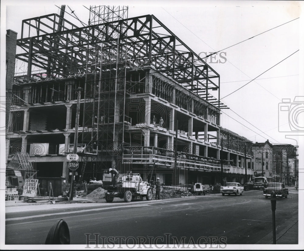 1961 Press Photo A Street at The Milwaukee Journal Building Under Construction-Historic Images