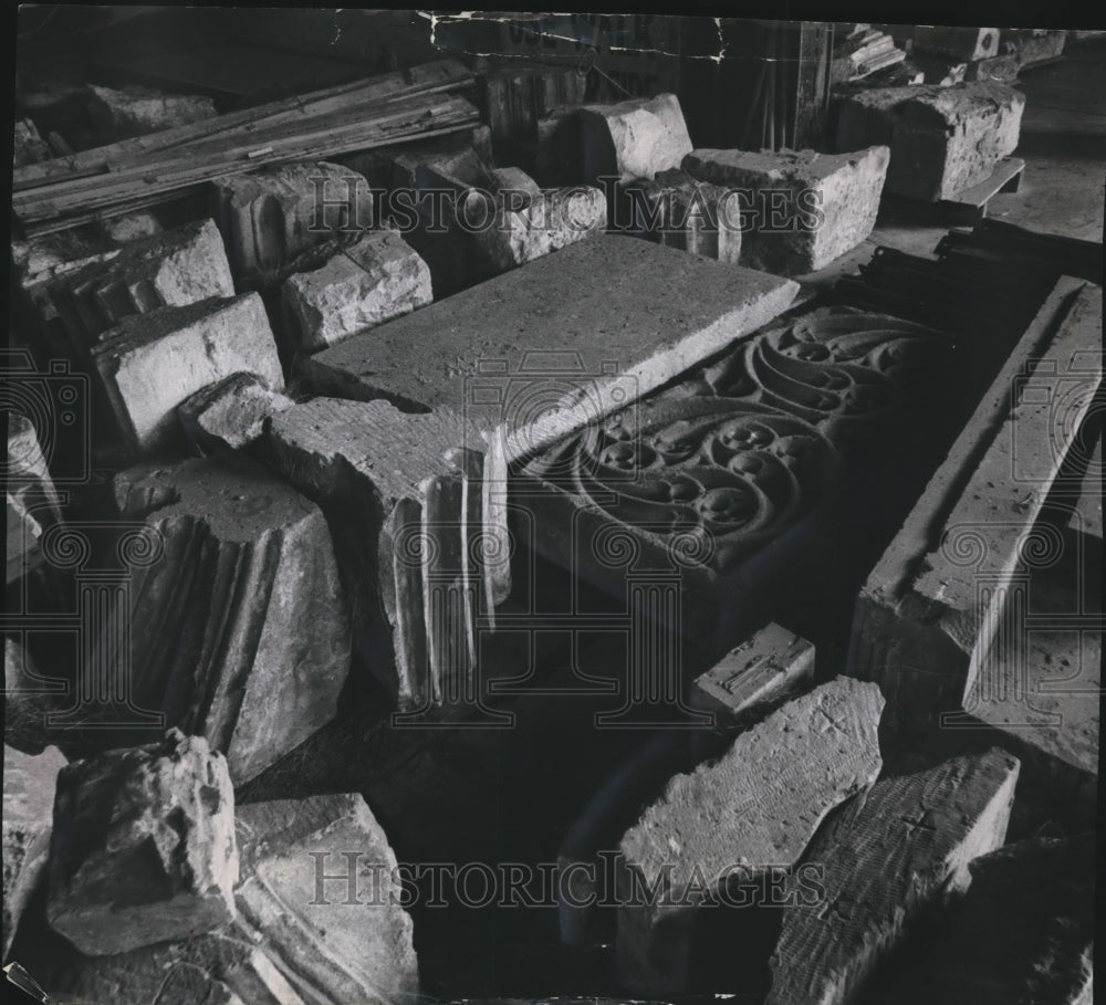 1965 Press Photo Stones from old French chapel will be reconstructed, Marquettte-Historic Images