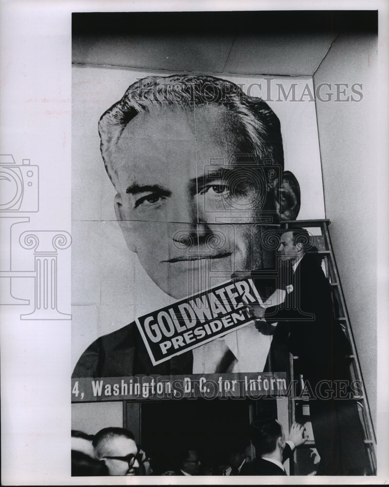 1954 Press Photo Barry Goldwater Campaign Poster at the Milwaukee Headquarters - Historic Images