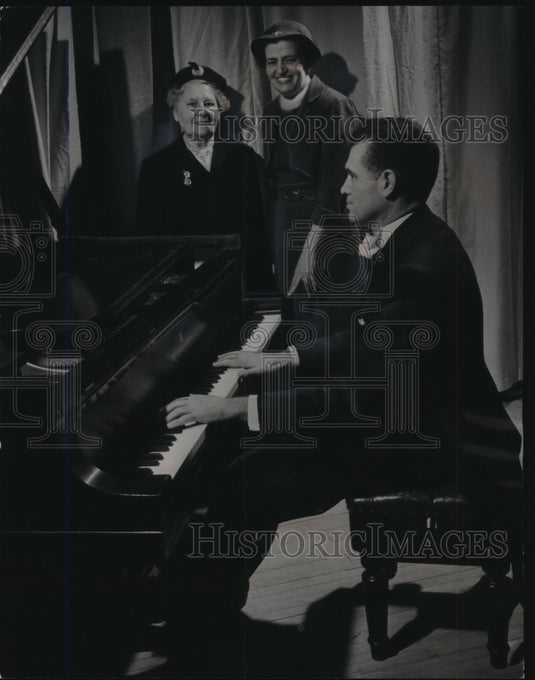 1955 Press Photo Pianist Frank Glazer, Clara Glazer, Mrs. George P. Ettenheim- Historic Images
