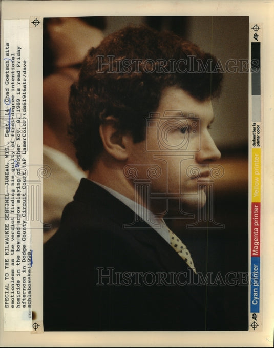 1990 Press Photo Chad Goetach found guilty of first-degree intentional homicide - Historic Images