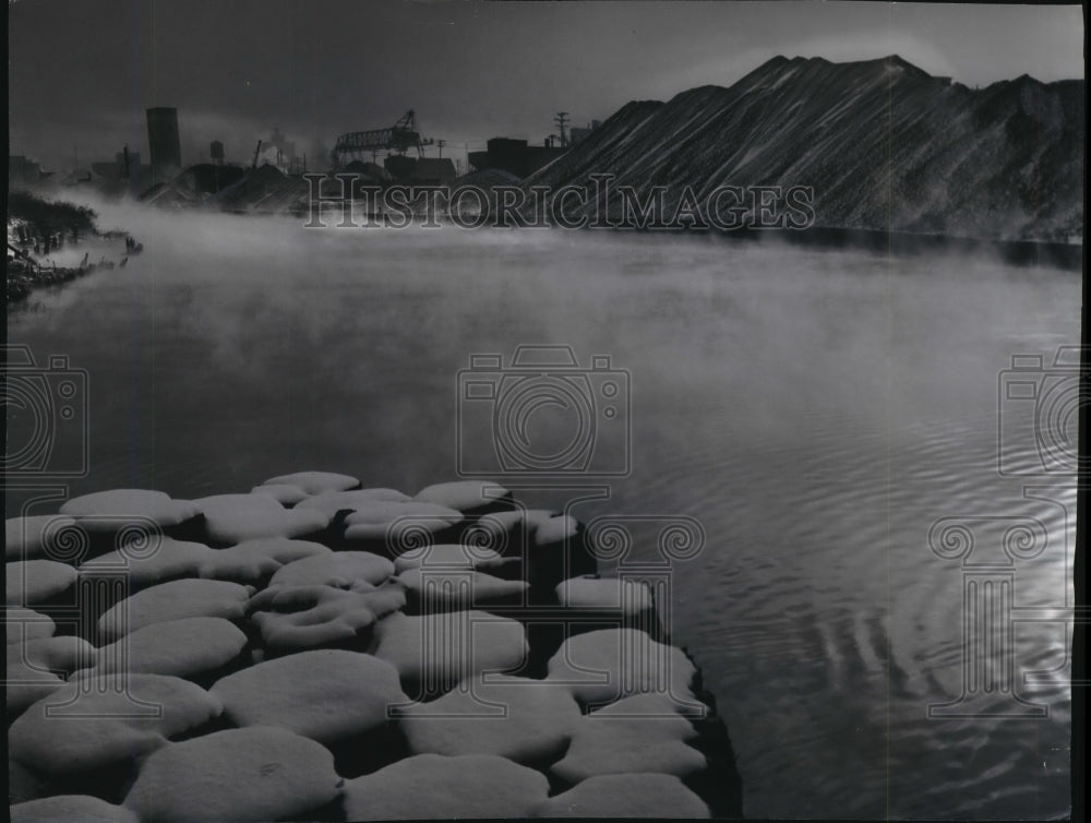 1955 Press Photo Snowy Menomonee River Valley, Wisconsin - mjb29563 - Historic Images