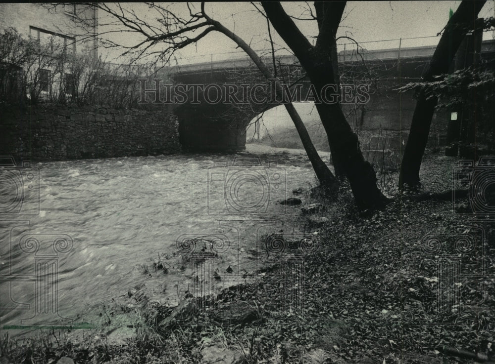 1985 Press Photo Menomonee River near Lime Kilns Park in Menomonee Falls - Historic Images