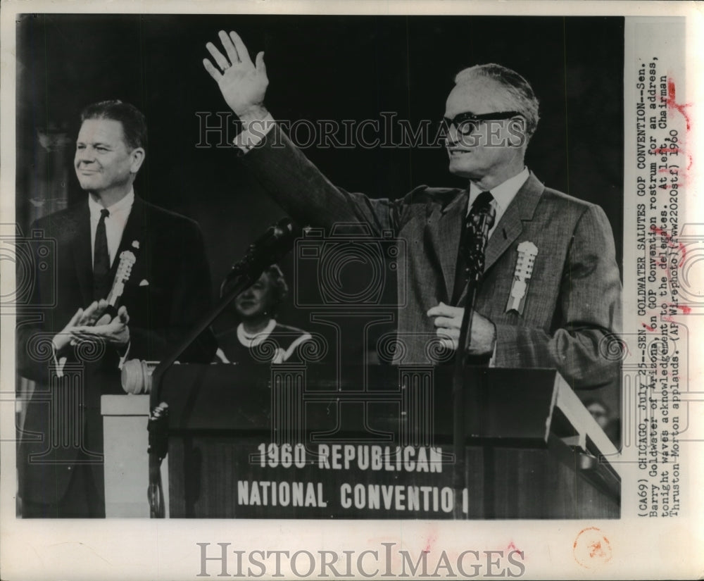 1960 Press Photo Senator Barry Goldwater of Arizona on GOP Convention rostrum - Historic Images