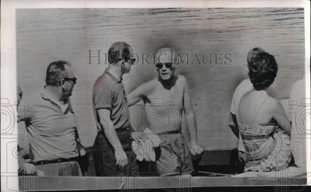 1962 Press Photo Astronaut John Glenn and others, on boat ride, Florida.-Historic Images