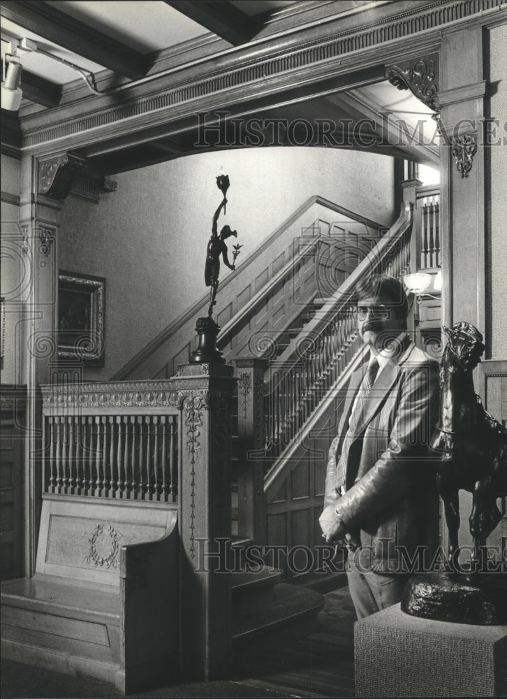 1980 Rahr-West Museum Director, Gary Whitbeck by Museum Staircase-Historic Images