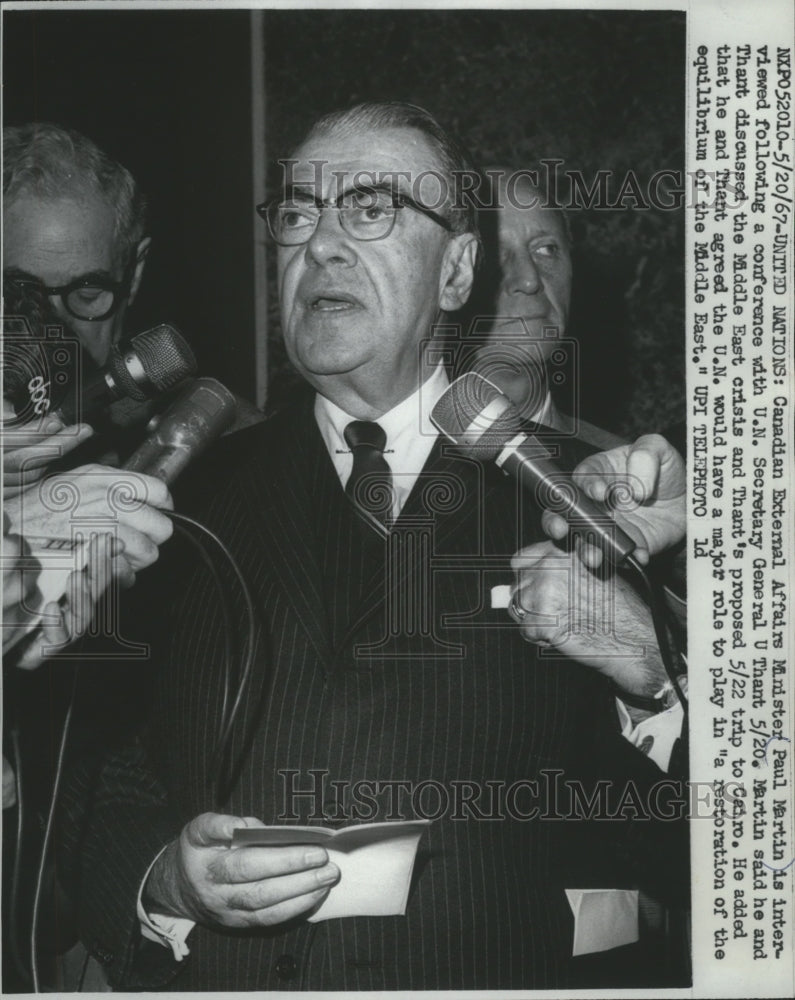 1967 Press Photo Canadian External Affairs Minister Paul Martin at the U.N.-Historic Images