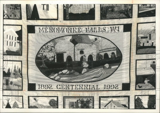1992 Quilt "Picture Block" for Menomonee Falls 100th Birthday-Historic Images