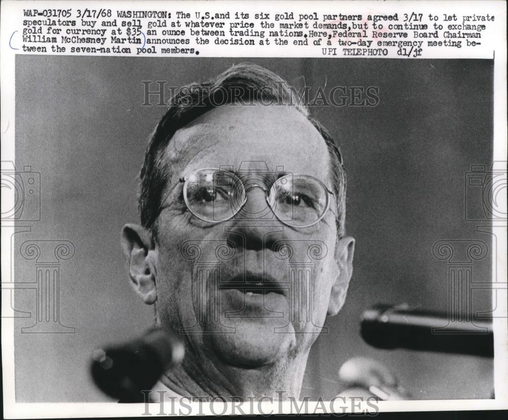1968 William McChesney Martin, Federal Reserve Board Chairman-Historic Images